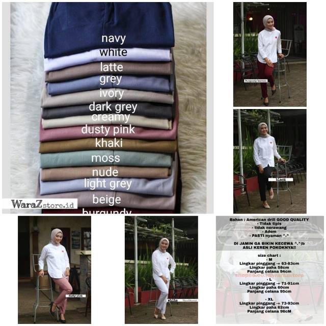 EADY STOK BAGGY PANTS Latte nude beige ivory maroon dusty 