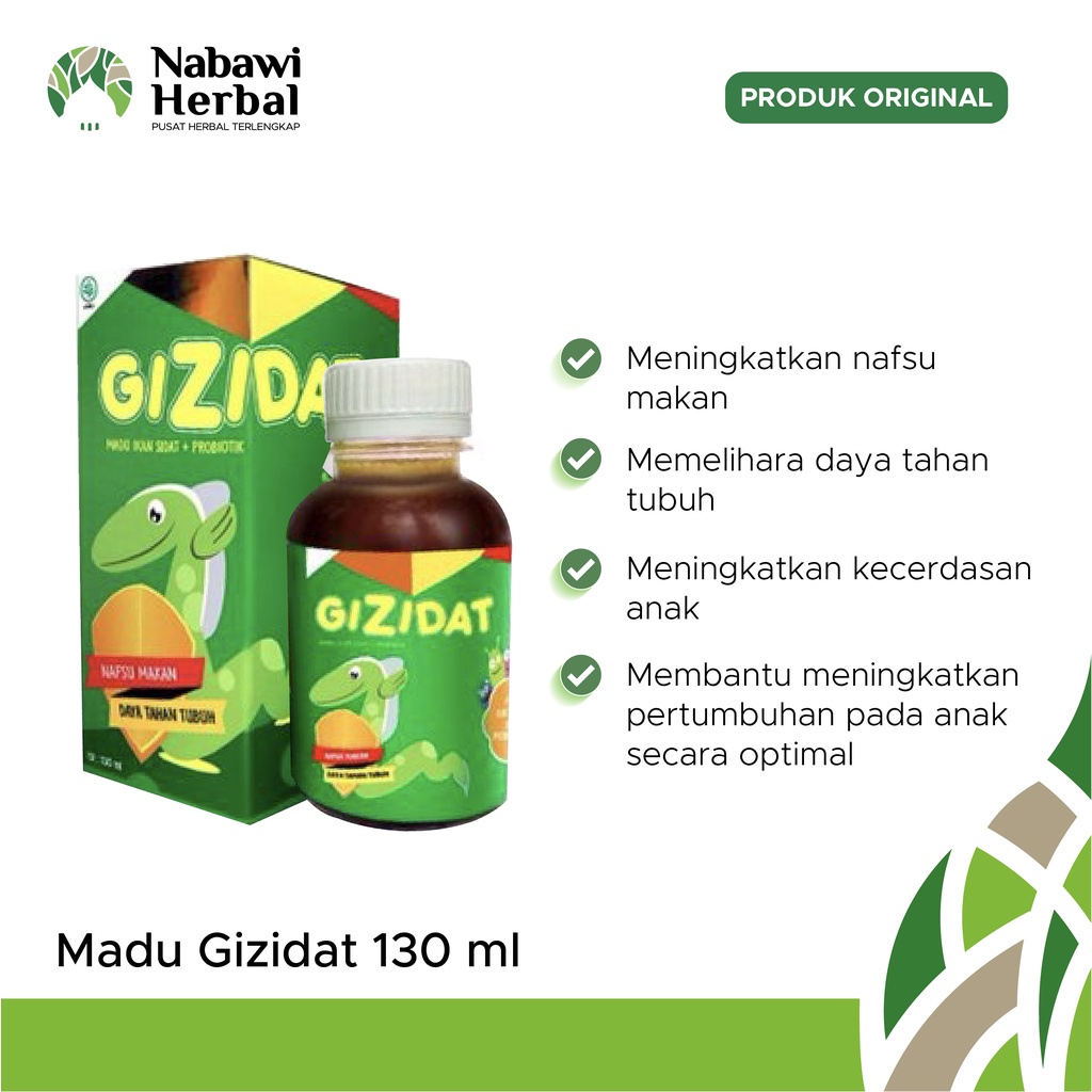 

Nabawi Herbal Bekasi - GIZIDAT Madu Ikan Sidat plus Temulawak Vitamin dan Suplemen Anak 130 Gram