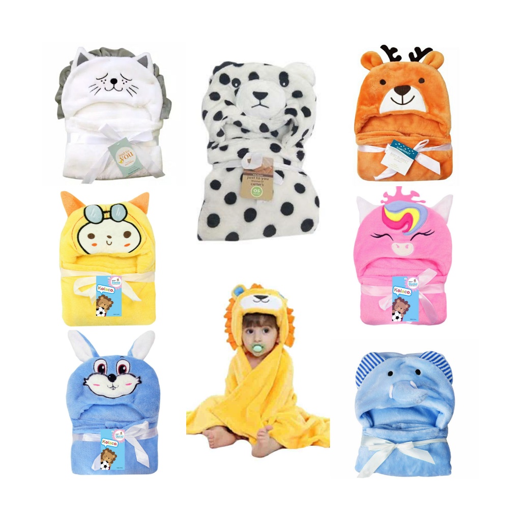 BEST SELLER Selimut Bayi Topi Boneka / Selimut Bayi Karakter Fleece