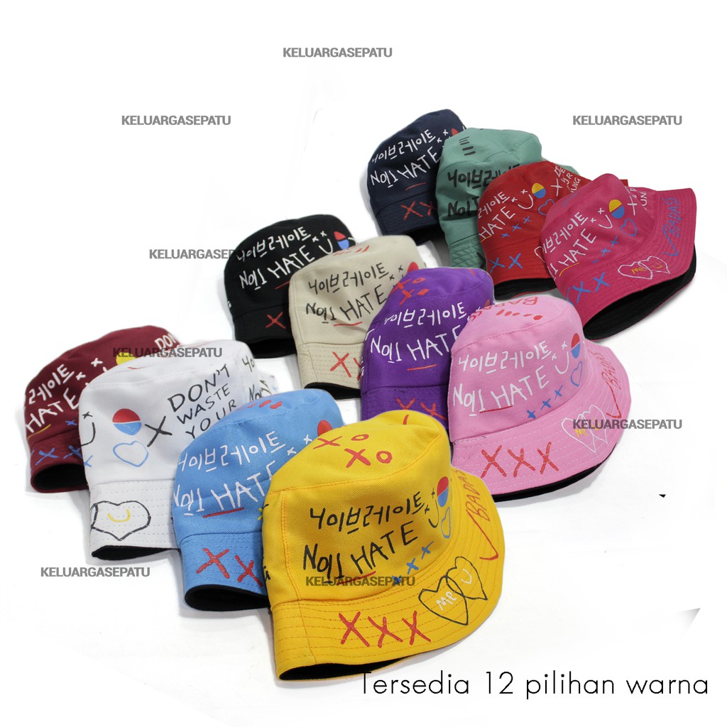 TOPI BUCKET KOREA TOPI BUCKET SABLON BADAS TOPI KPOP TOPI BADAS