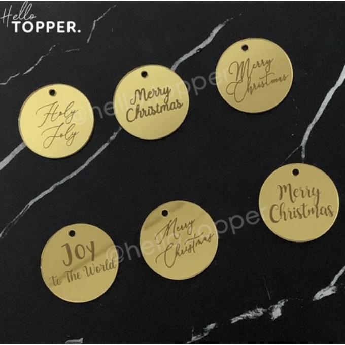 

Hiasan Hampers Natal Christmas Akrilik Mirror | Tag Label Hampers