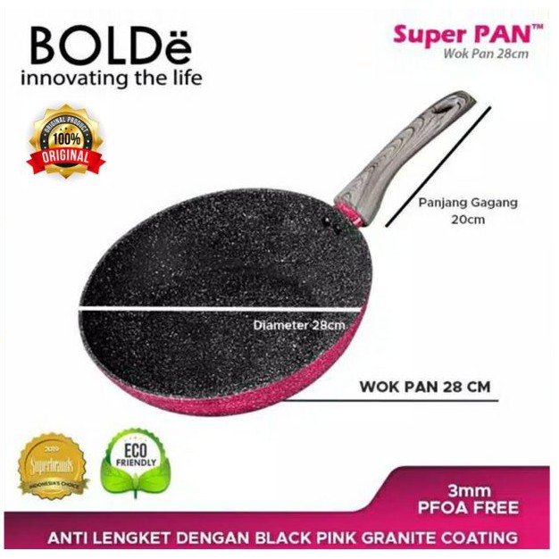 WOK ( WAJAN ) 28 cm, Granite BLACKPINK Original BOLDe