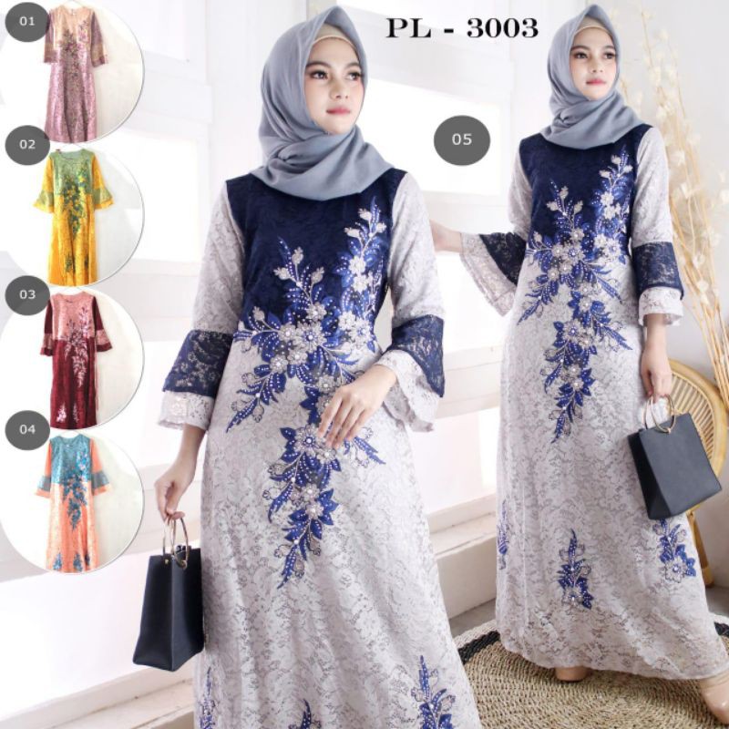 KODE (3003 BR) GAMIS BRUKAT KOMBINASI MUSLIM