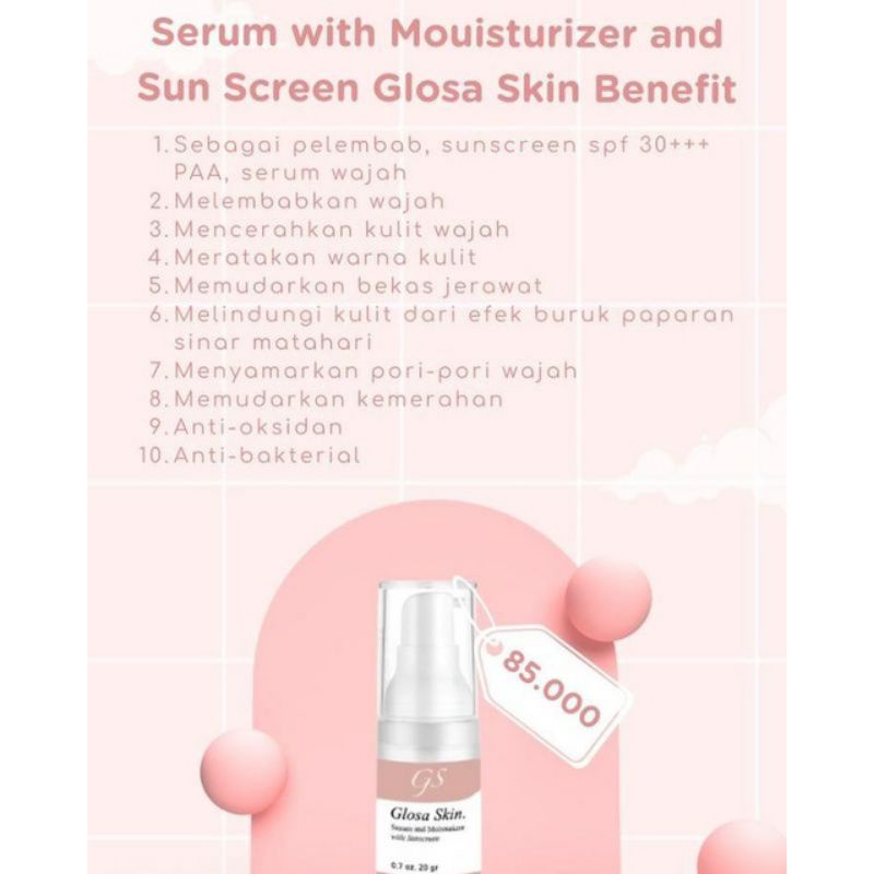 (AGEN RESMI GLOSASKIN READY SIAP KIRIM) SERUM WITH MOUISTURIZER AND SUN CREEN