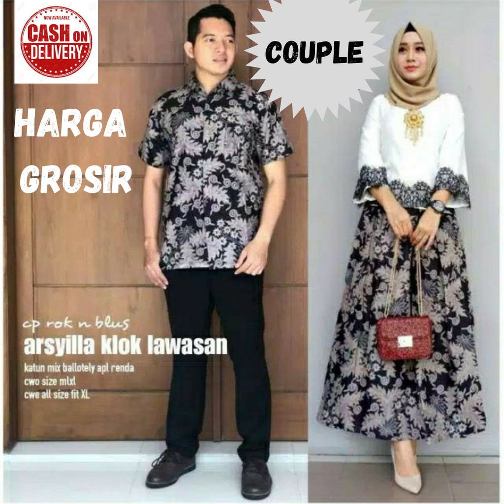 BATIK COUPLE ARSYILA Set Batik Solo Fashion Wanita Gamis Batik Modern model terbaru