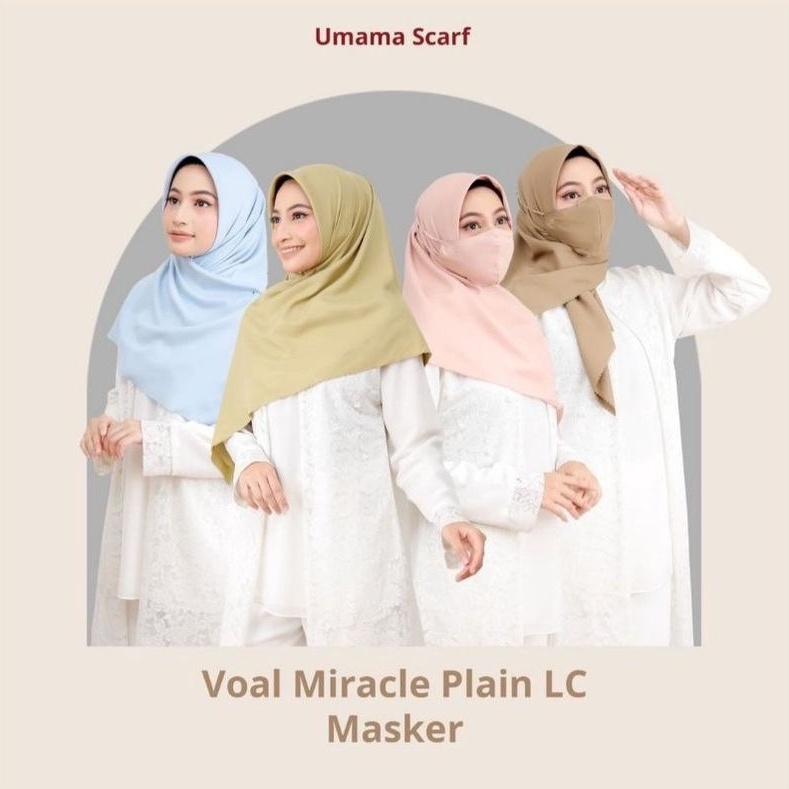 UMAMA VOAL MIRACLE PLAIN LC MASK HIJAB SEGI EMPAT LACER CUT MASKER