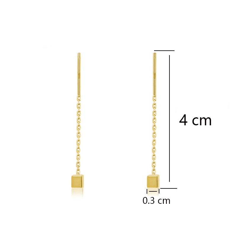 2pcs / Set Anting Rumbai Panjang Liontin Geometris Warna Emas Bahan Alloy