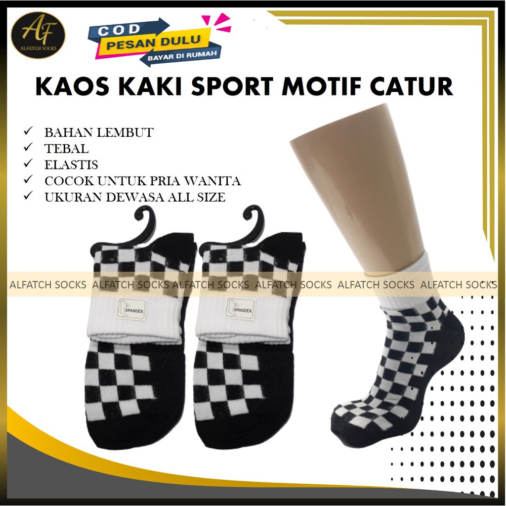 Kaos Kaki Olahraga Sport Pendek Polos Pria Wanita Dewasa Hitam Abu Putih Badminton Volly Jogging