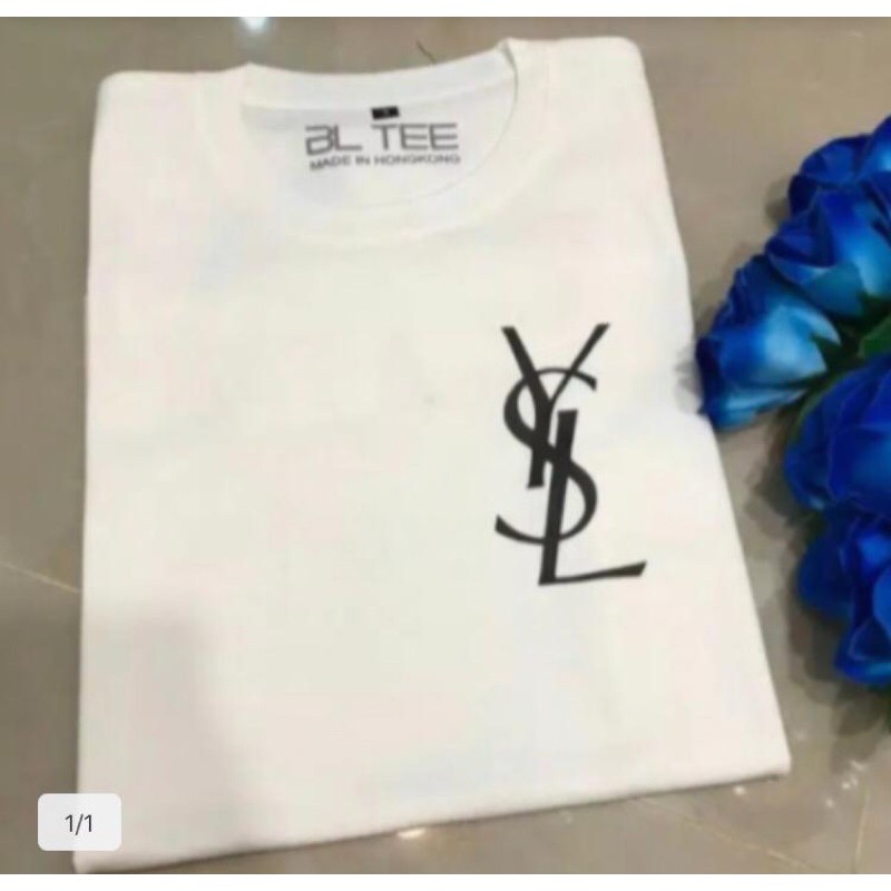 BAJU KAOS TSHIRT PRIA WANITA FASHION BRANDED LOGO YSL YVES SAINT LAURENT SABLON