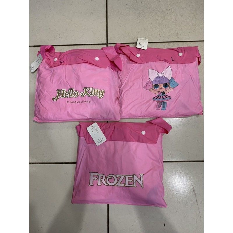 jas hujan anak setelan celana karakter little pony spiderman  frozen l pony avenger ada tempat tas