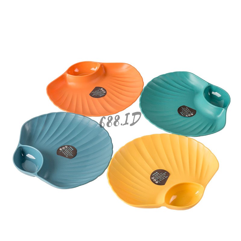 Piring Saji Plastik Plastic Plate Piring Kerang Shell Plate Kue Roti 2in1 Piring Cemilan PR 11