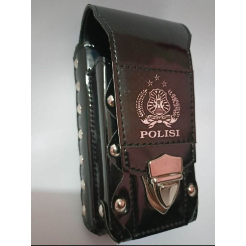 DOMPET HP SARUNG HP TEMPAT HP PINGGANG POLISI LOGO EMBOS TIMBUL