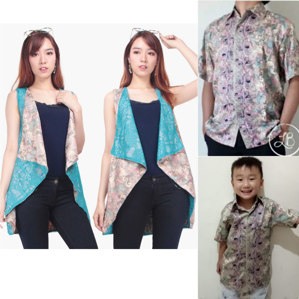 Couple Family Arkia Atasan Bolero Brukat dan Kemeja Batik Ayah dan Anak