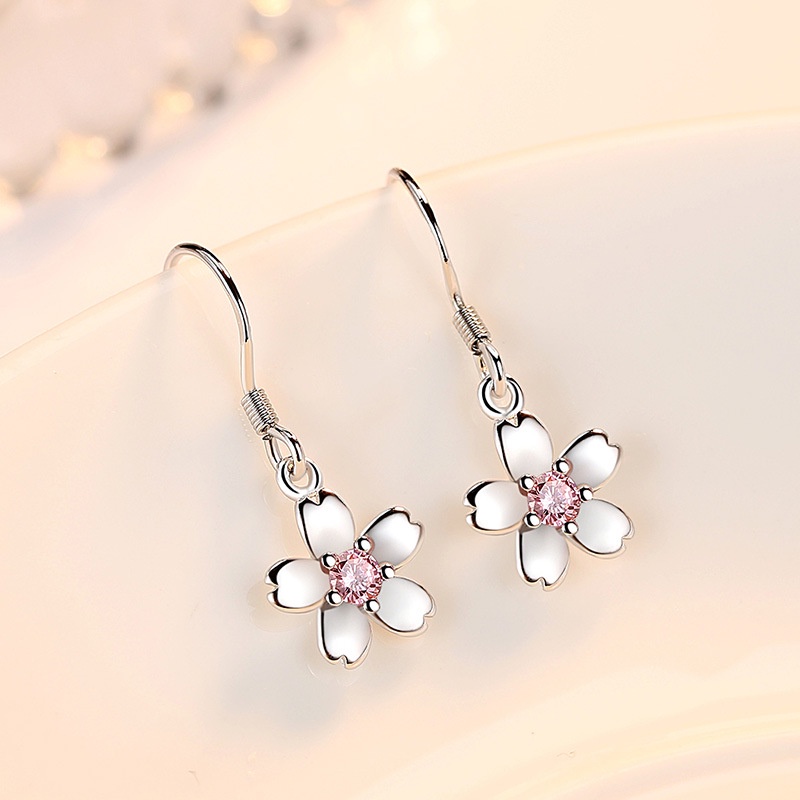 Anting Perak 925 Wanita Peach Blossom Anting-Anting Fashion Perhiasan