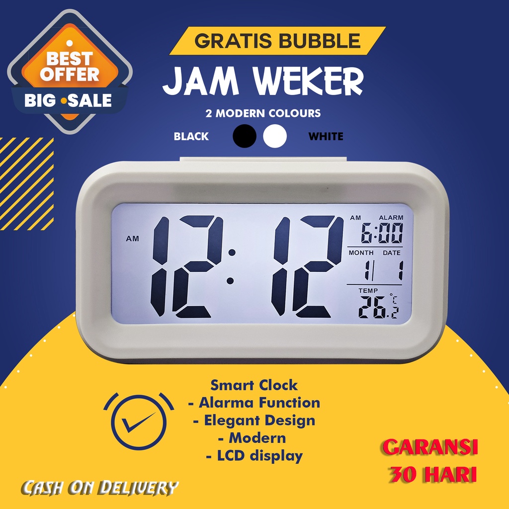 Jam Meja Digital / Jam Weker / Digital Smart Alarm Clock Sensor Cahaya