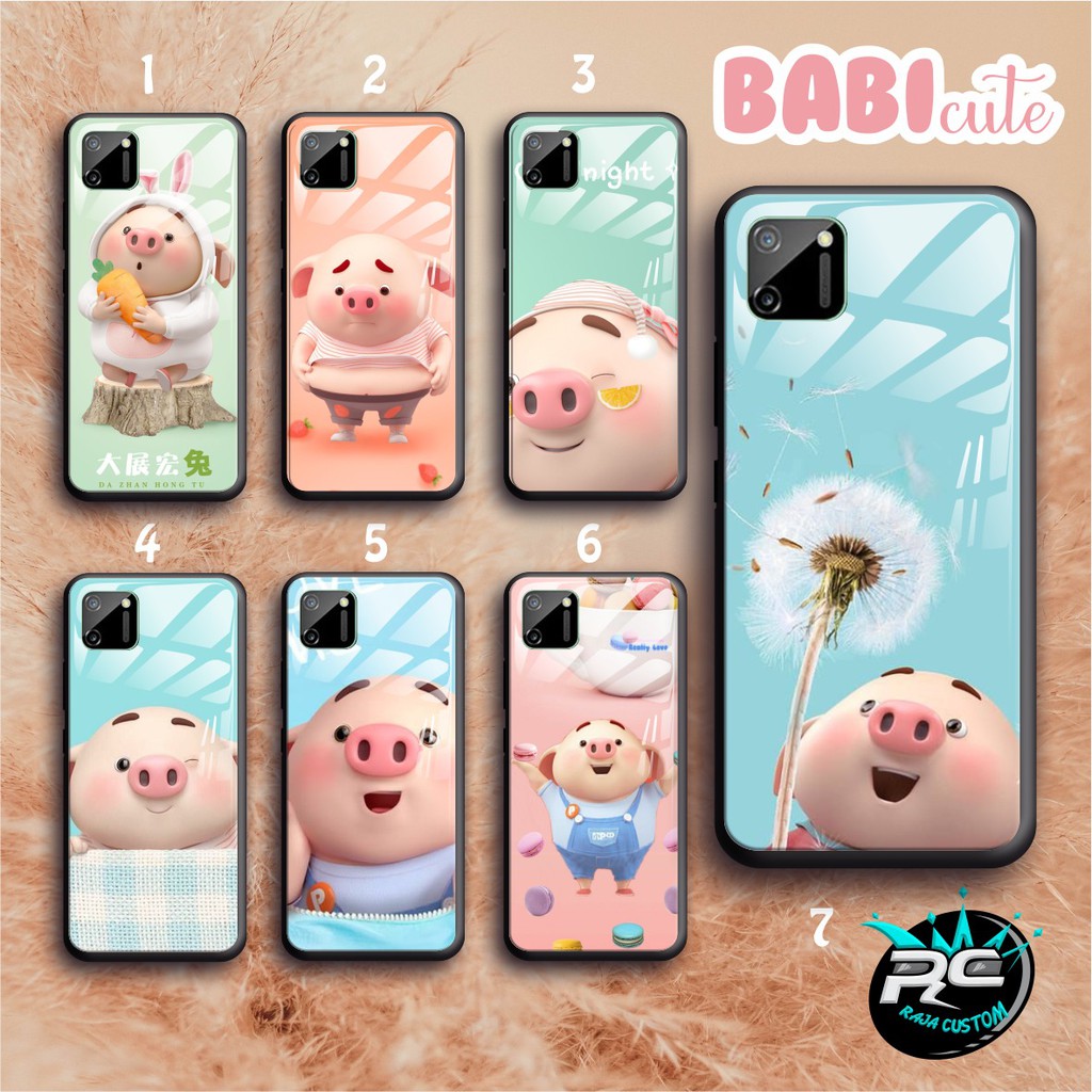 Softcase gambar BABI CUTE case glass oppo vivo samsung iphone realme all type RJ464
