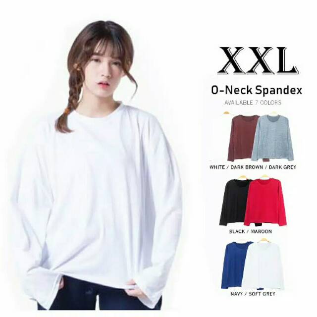 KAOS POLOS LENGAN PANJANG WANITA JUMBO/KAOS JUMBO/KAOS WANITA JUMBO
