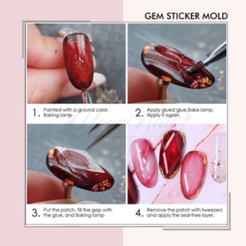 Gem sticker printing mold nail art gel gem effect transparant model nails