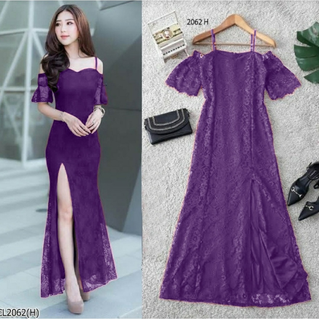 *[HNFK] Dress Panjang Brukat  / Longdres Korea / Dress / Dress Terbaru Wanita / Dress Korea