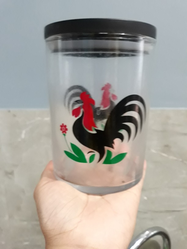 Toples Kaca Tinggi Ayam Jago / Ukuran 650ml / Jar Kaca