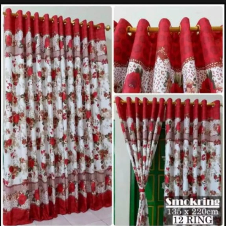 GORDEN SMOKRING 12 LUBANG UKURAN 115X220 CM / gorden pintu dan jendela