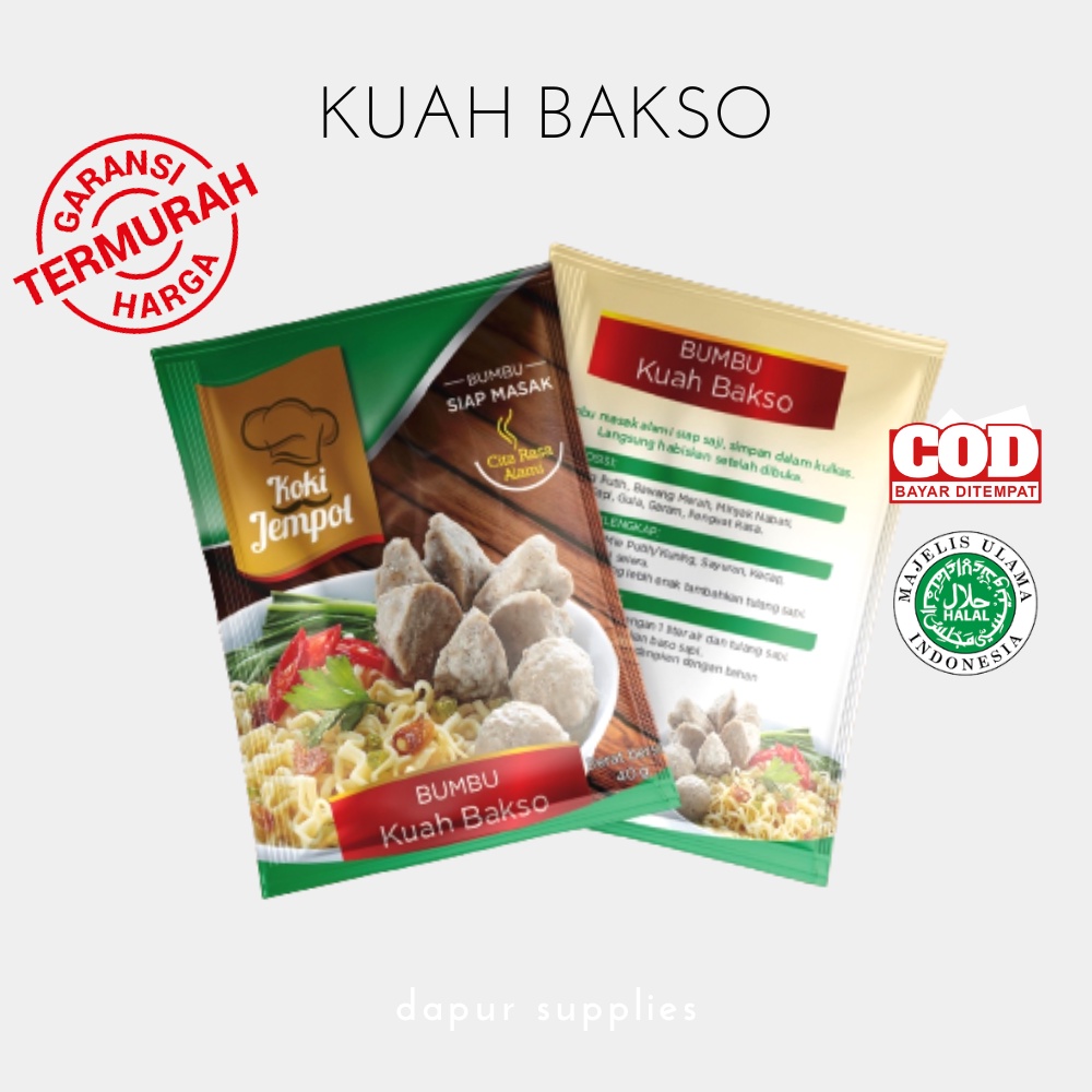 Kuah Bakso Bumbu Masak 40gr / Bumbu Instan Kuah Bakso / Bumbu Siap Masak Koki Jempol