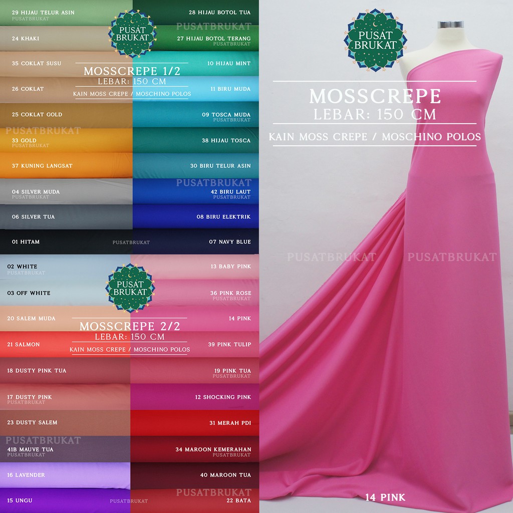 KAIN MOSSCREPE 2/2 - BAHAN MOSCREPE METERAN / MOSS CREPE / MOSCHINO [harga per 0.5m]