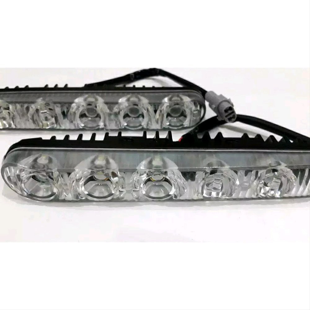 led drl gril bumper depan mobil / motor 6 titik daytime running light universal model toyota fortuner