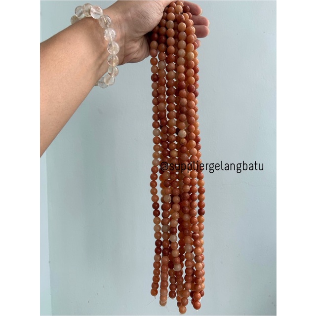 bahan batu Manigajah 10mm oren natural polish corak retak orange akik