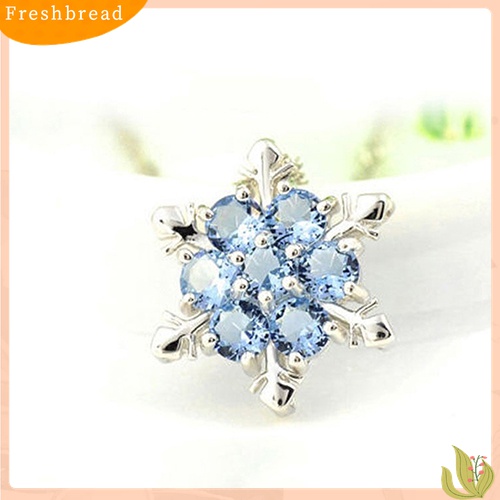 ? Fresh ? Kalung Lapis Silver Liontin Snowflake Hias Berlian Imitasi Berkilau untuk Wanita