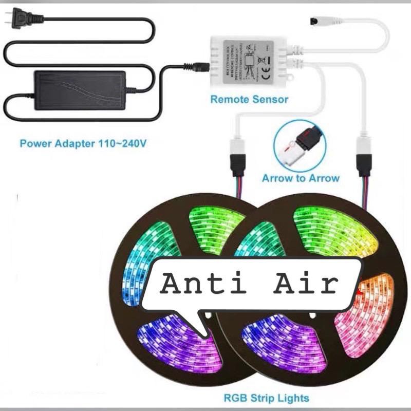 Lampu Led Strip 5050 3528 2835 5M 10M RGB Warna Warni IP44 AC 220V + ADAPTOR + REMOTE (LAMPU TIKTOK)