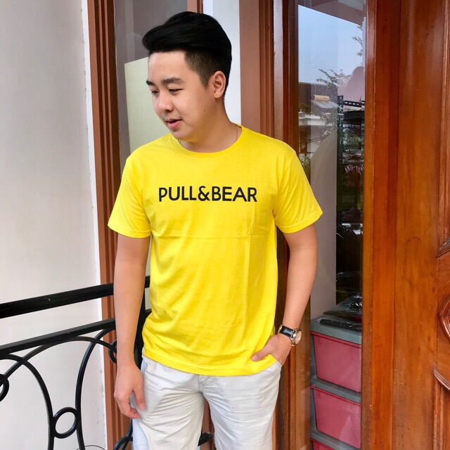 T-shirt / kaos cowok / baju pria / kaos pull and bear cowok / baju pull and bear kuning