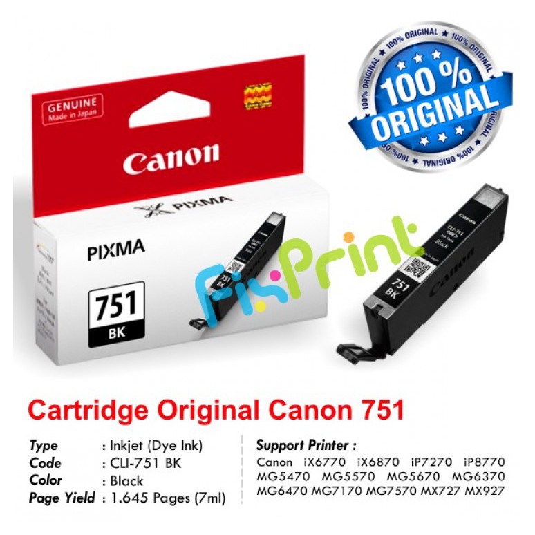 Cartridge Original Canon CLI 751 CLI751 751 751BK CLI 751GY Grey