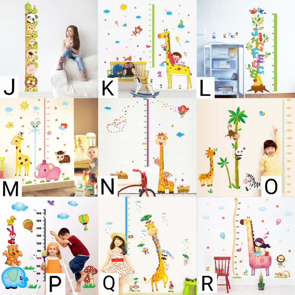 RELIZA Wall Sticker Pengukur Tinggi Badan Anak Animal Seri Baru Stiker Dinding LDR20