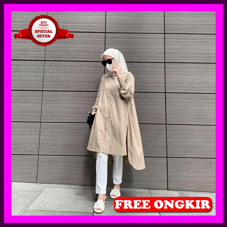 Atasan Cewe Baru 2023 Atasan Wanita Muslim Kekinian Buju Wanita Muslim [ E.F ] Hanley Long Shirt / B