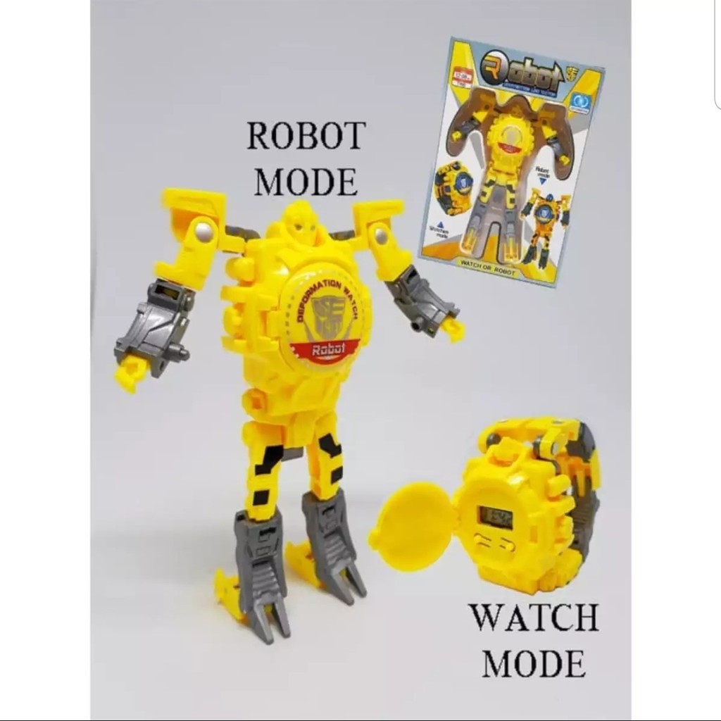 JAM TANGAN ANAK ROBOT TRANSFORMERS BUMBLEBEE KUNING