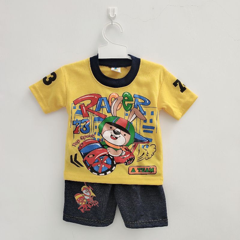 Setelan baju celana pendek semi jeans BOO TUA anak bayi