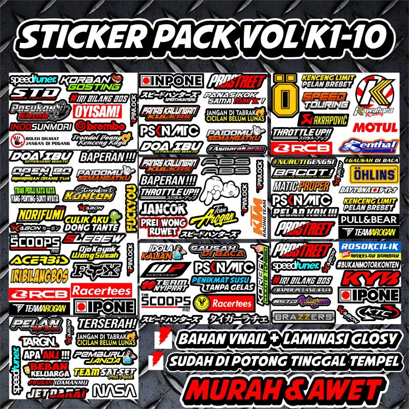 STICKER SPONSOR YSS KATA KATA LAMINASI GLOSY CUTING TIDAK PERLU REPOT POTONG