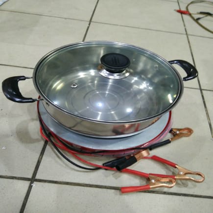 Kompor Listrik 12volt 12v DC Solar Cell Battere di Mobil