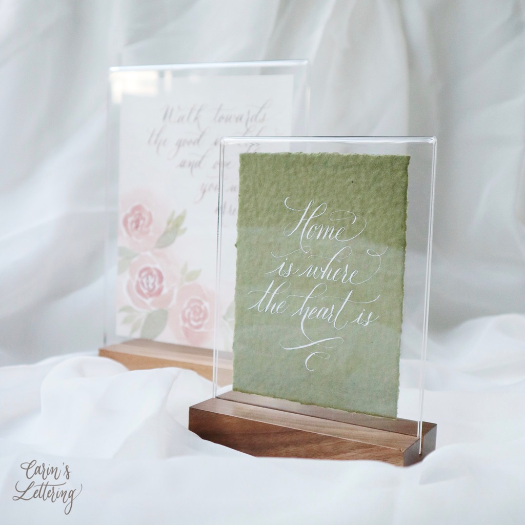 

Custom Calligraphy in Acrylic Frame with Wood Stand