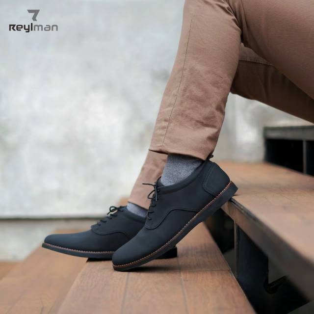 BRIDGE BLACK - REYLMAN | Sepatu Formal Pria Pantofel Hitam Doff Oxford Kasual Hangout Santai Jalan