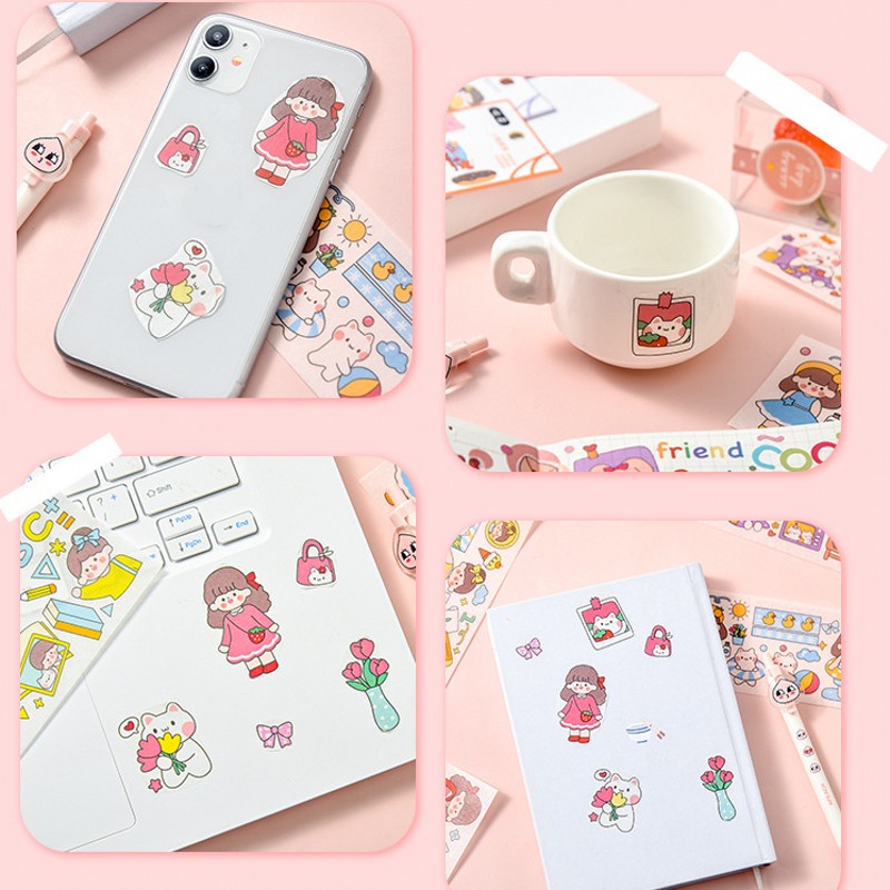 [FEATURED] [1 Sheet Cute Korean ins Style Self-Adhesive Stationery Stickers] [Student Decorative DIY Stickers For Hand Account, Diary, Scrapbooking, Handbook]