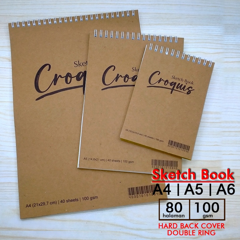 

Sketchbook Hard Cover Croquis A4 / A5 / A6 - Buku Drawing Sketsa halus 100 gsm