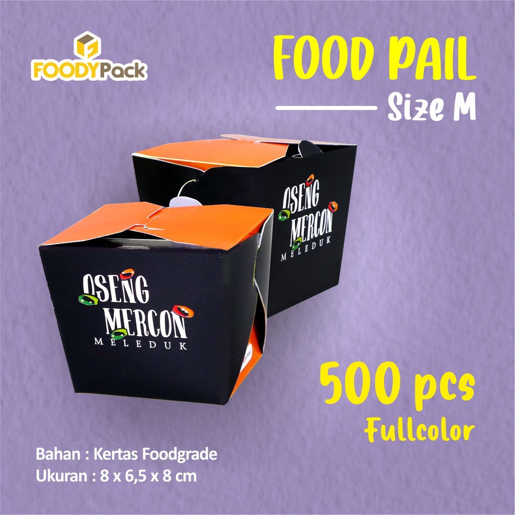 [ PO ±14HARI ] SIZE M - CETAK 1 WARNA - CUSTOM Food Pail I Food Pail I Paper Box I Dus Kemasan
