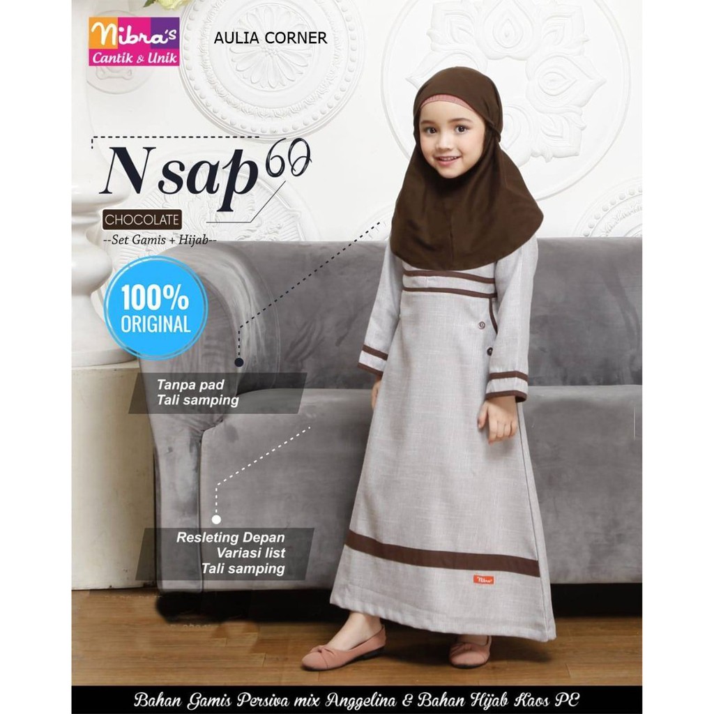 Gamis Anak Kecil Gamis Anak Terbaru Nibras Nsap 60 Coklat ORIGINAL Untuk Lebaran