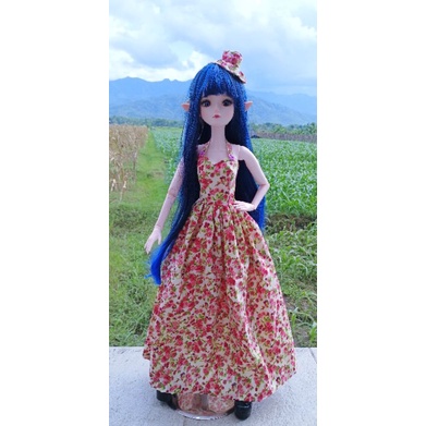 Gaun Topi Bjd Doll 60cm