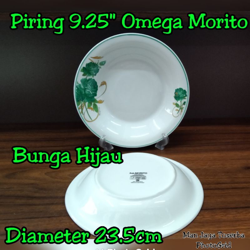 Piring Makan Keramik Omega Morito Bunga Hijau
