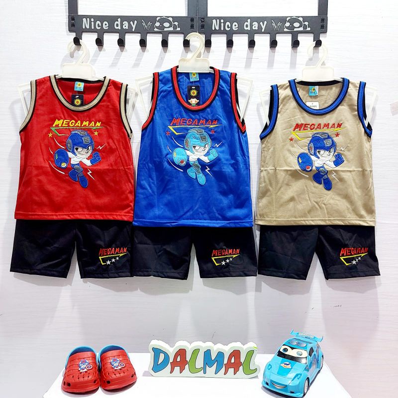 setelan singlet anak laki laki dalmal megaman