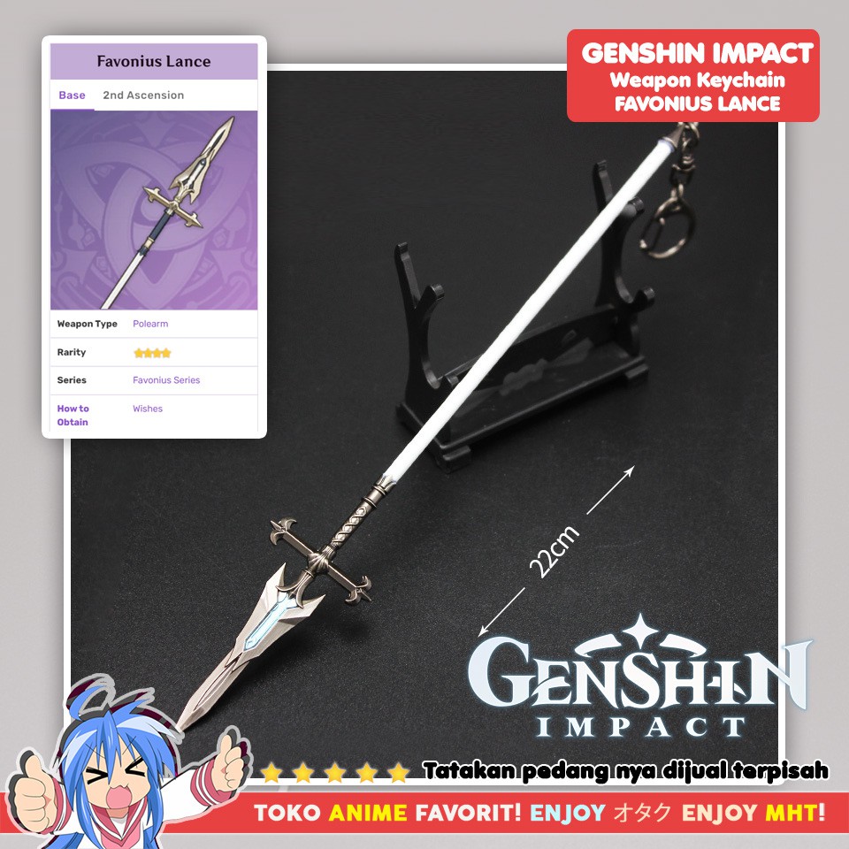 Gantungan Kunci Senjata Genshin Impact Favonius Lance Tombak Weapon