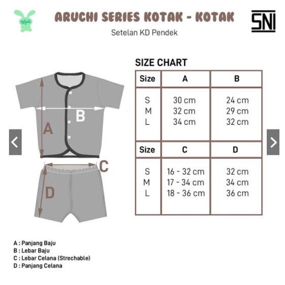 ARUCHI SETELAN PANJANG SETELAN PENDEK SERI KOTAK-KOTAK BAJU BAYI ANAK NB S M L XL XXL